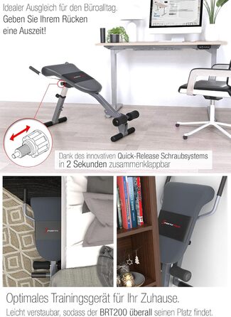 Складана та регульована силова лава Sportstech 3-в-1 для домашнього використання тренажер для пресу, спини та згинання ніг Ідеально підходить для ефективного та результативного тренування в домашньому спортзалі вагою до 130 кг BRT200 Silver