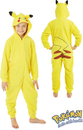 Дитячий флісовий комбінезон з покемонами та Пікачу, жовтий, для хлопчиків 11-12 років