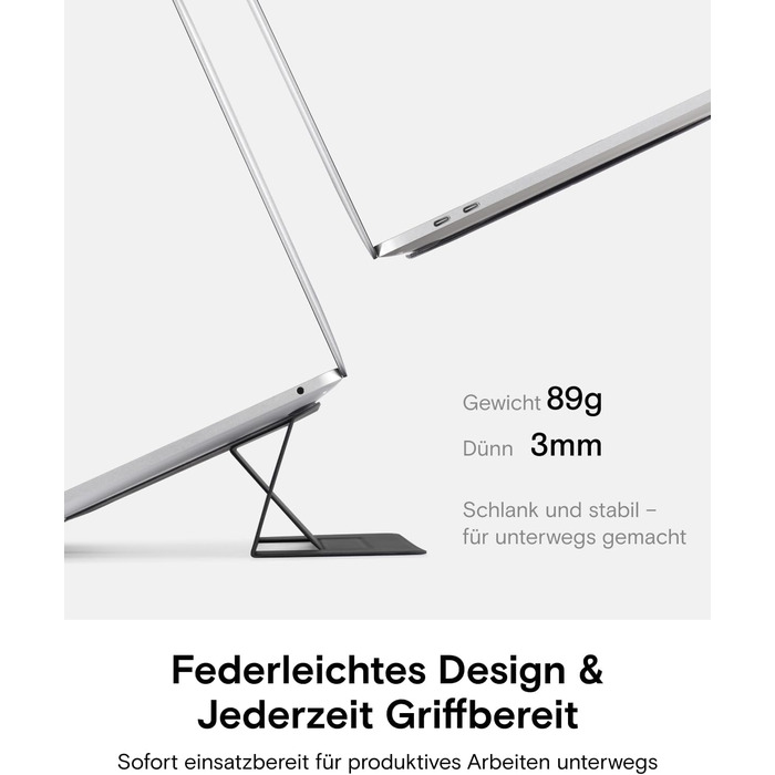 Підставка для ноутбука MOFT, складана підставка для ноутбуків та макбуків з 2 регульованими кутами нахилу, покращує поставу, сумісна з MacBook Air, MacBook Pro 11-16, самоклеюча - Затуманені бухти