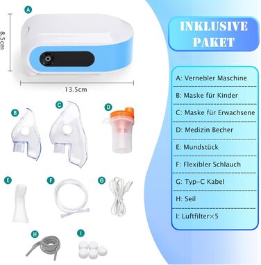 Інгаляційні апарати для дорослих, інгалятор для дітей, компресорний небулайзер зі світлодіодним цифровим дисплеєм і функцією таймера, електричний інгалятор з мундштуком і маскою