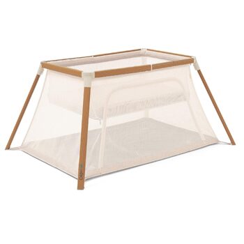 Дитяче ліжечко-манеж Tutti Bambini CoZee Go 3-в-1 з матрацом - легкий та дихаючий складний дитячий манеж, від 0 до 3 років (горіховий та екрю) CoZee GO Горіховий та натуральний білий