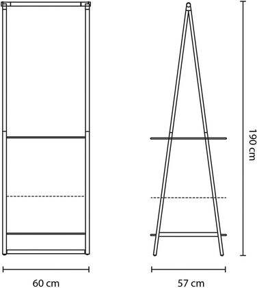 Вішалка для одягу Linn - Дві полиці з регульованою висотою - Вішалка для одягу - Вішалка для одягу - Розвішування, провітрювання або сушіння одягу - Економія місця - Стійкий і стабільний - Білий - Маленький