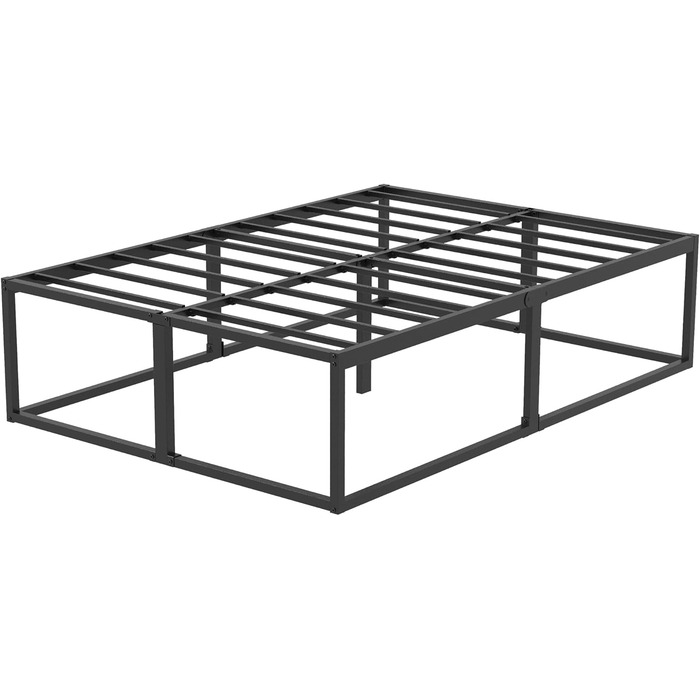 Двоспальне ліжко заввишки 46 см 120x200 см, міцне металеве ліжко зі сталевими ґратчастими опорами, великий простір для зберігання під каркасом ліжка, безшумне, легке складання, чорний колір 120 x 200 см