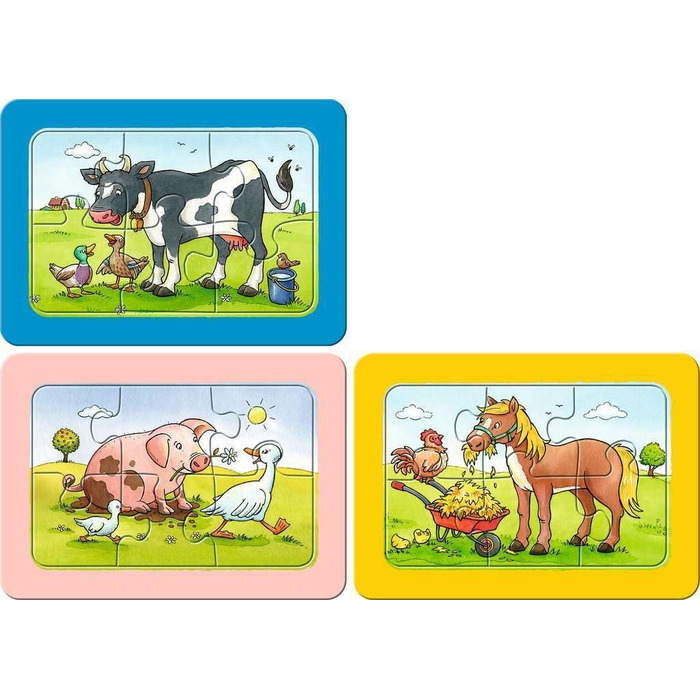 Дитячий пазл Ravensburger - 06571 Хороші друзі тварини - Мій перший пазл з 3х6 елементів - Пазл для дітей від 2,5 років
