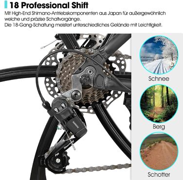 Гірський велосипед для дорослих HILAND 26 дюймів, колеса 3/6 спиць, 18 швидкостей, чоловічий та жіночий гірський велосипед з подвійними дисковими гальмами, велосипед з алюмінієвою рамою 26 дюймів для гірських велосипедів, синій - 6 спиць