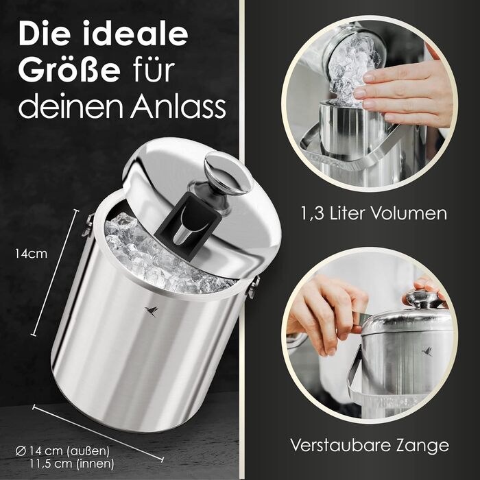 Форма для кубиків льоду Beyond з кришкою та щипцями 100 без бісфенолу А з нержавіючої сталі - охолоджувач для кубиків льоду, з под