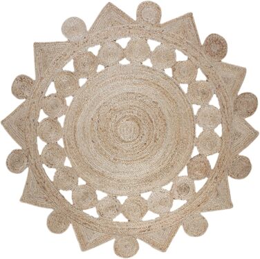 М круглий килим килим кілім, бежевий, плетений джутовий килим, для приміщень і вулиці, плоске плетіння, для спальні, тумбочки, кру