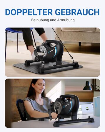 Педальний тренажер MERACH, тренажер для ніг для домашнього використання, міні-велотренажер для людей похилого віку з 2 стрічками опору та нековзним килимком, домашнє фітнес-обладнання для дому та офісу, компактний S04B1