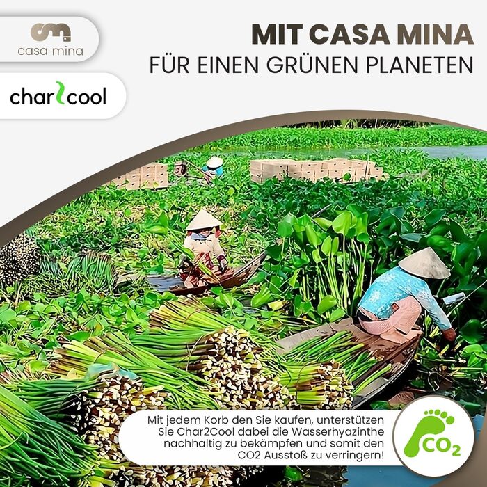 Кошик для зберігання Casa Mina 430x16 см 100 натуральний водяний гіацинт Декоративні кошики для зберігання для будь-якої кімнати Кошик для зберігання з міцним металевим каркасом, натуральний, розмір L