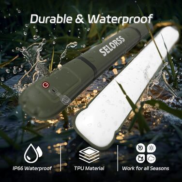 Надувні кемпінгові ліхтарі SELORSS, 86 см, складний телескопічний ліхтар, портативний світлодіодний вуличний ліхтар ємністю 2000 мАг, водонепроникний IP66, з регульованою яскравістю, для кемпінгу, походів, подорожей, фестивалів зелений, один комплект