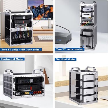 Міні-серверна шафа GeeekPi DeskPi RackMate TT для міні-ПК, мережевих серверів, аудіо- та відеопристроїв, сріблястого кольору