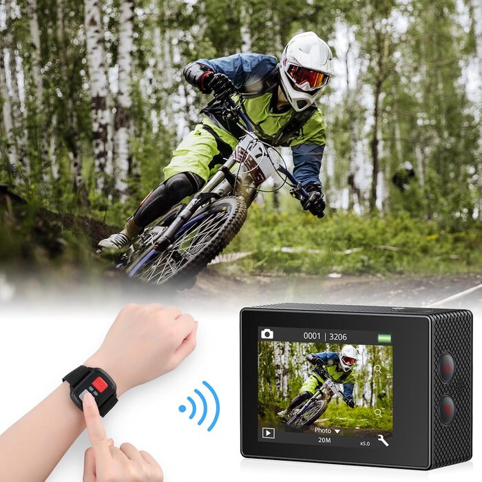 З картою памяті microSDXC на 64 ГБ, 7000 Pro Action Cam 4K30FPS 20MP