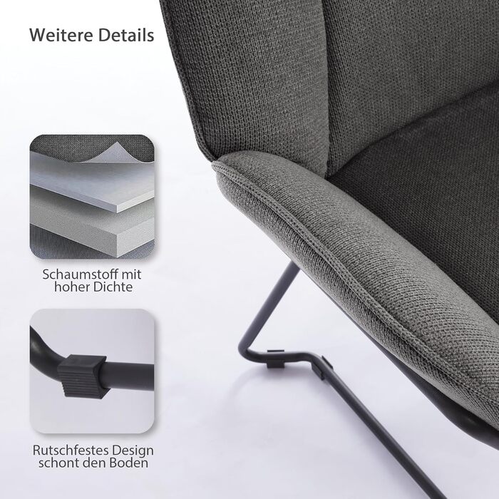 Сучасне крісло-гойдалка, реклайнер, диван-гойдалка з подушками, крісло для читання, балконний диван, пелюсткоподібний з підлокітниками, невеликий диванчик, крісло-косметика, ергономічне крісло, 72 x 67 x 80 см (сірий)