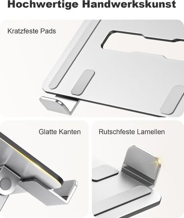 Підставка для ноутбука Babacom з регульованою висотою та вентиляцією, з подвійною опорою, ергономічна, складна та портативна. Сумісна з MacBook Air/Pro (10-16 дюймів) та використовується як стіл для роботи стоячи.