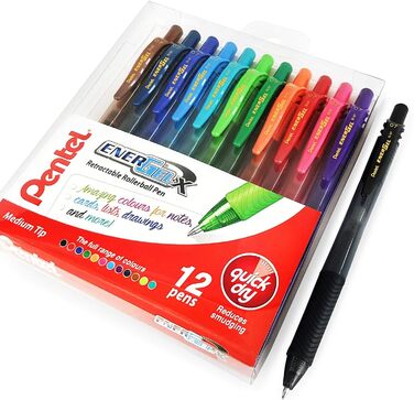 Гелева ручка Pentel Energel X BL107, висувна кулькова ручка, 0,7 мм, 12 шт. в кольорі