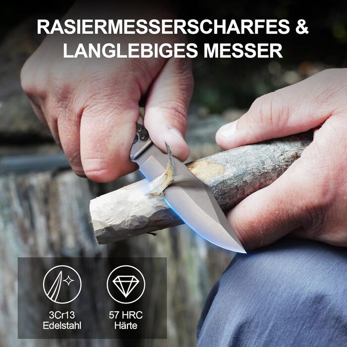 Кишеньковий складаний ніж Rolgno, портативний ніж з нержавіючої сталі, нековзний EDC одноручний ніж для виживання з замком лайнера