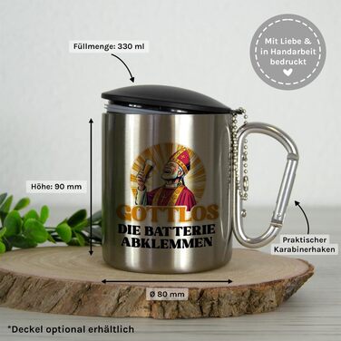 Стаканчик для пиття з нержавіючої сталі з карабіном Ідея подарунка 330 мл Стаканчик Келихи для кемпінгу Срібний класичний