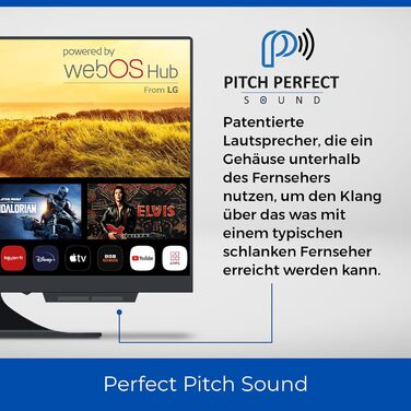 Безрамковий телевізор SMART з потрійним тюнером (DVB-C/-S2/-T2) Bluetooth Ultrafast WebOS від LG Pitch Perfect Speaker Disney Netflix Prime 2024, 1924WSH 19"