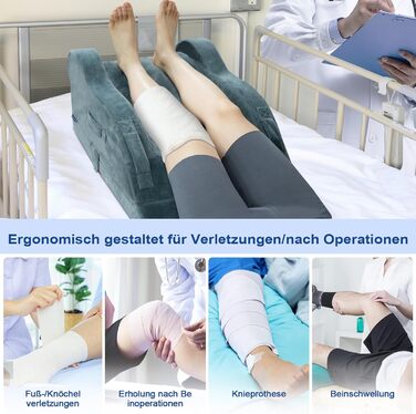 Регульована подушка для ніг KingPavonini для післяопераційного використання, ергономічний вигин для прямих колін, подушка для ніг з піни з ефектом пам&39яті, знімає набряк та біль (для двох ніг)