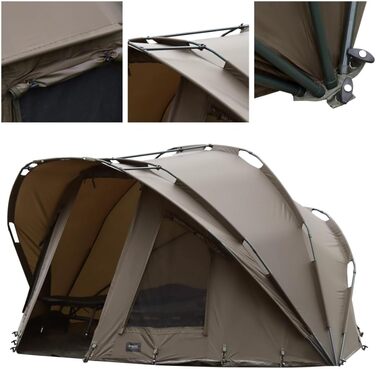 Намет MK-Angelsport Anglerset Fort Knox Dome 8-ніжне ліжко Великий короповий намет з водяним стовпом 10 000 мм, алюмінієвим каркасом, багатофункціональними дверима, підлогою та зручним рибальським ліжком.