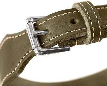 Ошийник для собак Hunter Aalborg ЕКСТРАШИРОКИЙ, колір коньяк, з м'якої шкіри напів-аніліну, з елегантним контрастним швом, виготовлено в Німеччині, розмір 35 коньяк 35