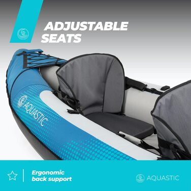 Надувний каяк AQUASTIC Kayak Dolph 11&390&39 для 2 осіб з двома сидіннями, надувним стабілізатором та захисним чохлом 335x96 см. Ідеально підходить для рафтингу та екскурсій. Міцний ПВХ-матеріал.