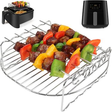 Мультипіч BYKITCHEN xxl Аксесуари для Philips 6,2 л / COSORI 5,5 л, аксесуари для фритюрниці з гарячим повітрям підходять для фритюрниці Princess/Ninjia Speedi 5,7 л / Tefal, решітка для гриля Square 304