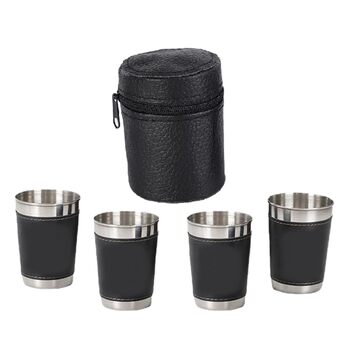 Маленькі чарки з нержавіючої сталі об&39ємом 70 мл з футляром для перенесення, портативні келихи для вина в поході, ударостійкі металеві чашки для подорожей на природі та пікніків