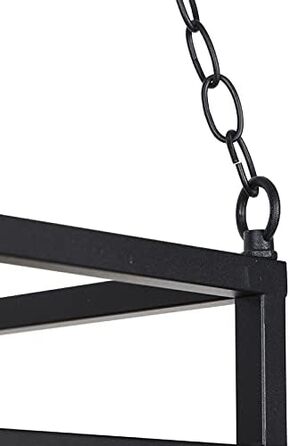 Промисловий I Вінтажний I Промисловий I Вінтажний I Підвісний світильник I Підвісний світильник чорного кольору з деревом, 5 ламп - Полиця I Вітальня I Спальня - Прямокутний I Довгастий - Сумісний зі світлодіодами