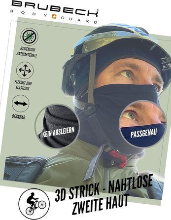 Балаклава BRUBECK X-Pro Half Balaclava Чоловіча Жіноча Клімат-регулюючий Маска для обличчя Балаклава Функціональний одяг Дихаюча KM10430 X-pro Чорна L-XL