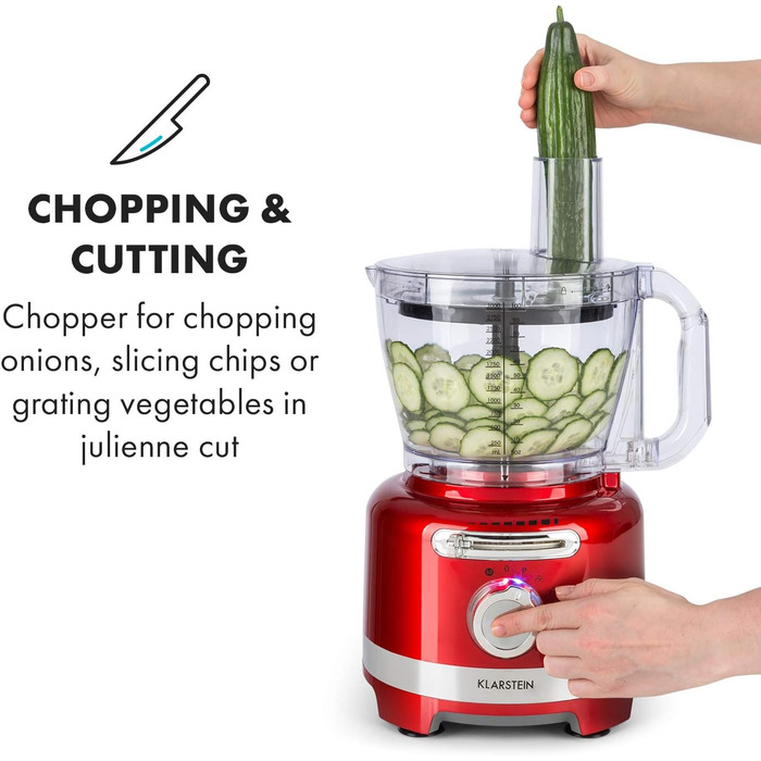 Багатофункціональний блендер Підставка Міксер Подрібнювач Кухонна терка Соковижималка Кухонний комбайн, 1000 Вт, Безступінчастий, 6 режимів, без BPA, 3 літри, 3 л мірний стакан, лопатка, червоний