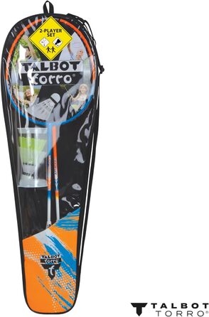 Набір для бадмінтону Talbot-Torro на 2 атакуючі ракетки, 2 ракетки, 2 волани, у високоякісній сумці. Набір для 2 атакуючих, 449411. Одинарний.