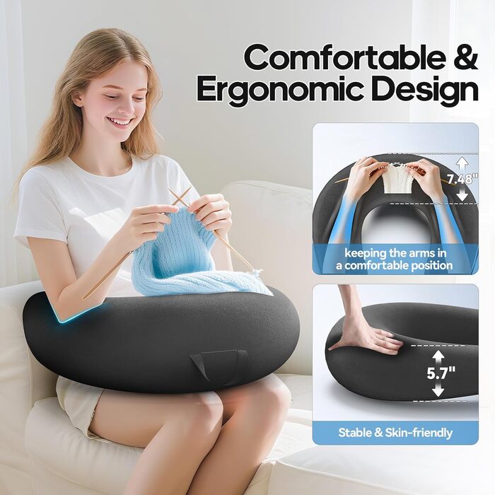 Ігрова та читацька подушка, подушка для читання для сидіння на ліжку/дивані/підлозі, подушка для годування/в&39язання гачком з великою та ергономічною ігровою подушкою, геймерська подушка для iPad/ноутбука - чорна