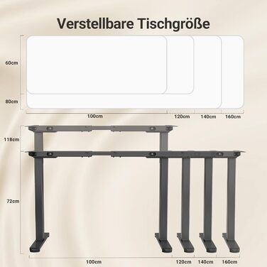 Рама столу Claiks з 2-моторним регулюванням висоти, електрична рама столу з USB-портом та кабельним лотком, рама столу з 4 налаштуваннями пам&39яті та 4 колесами, вантажопідйомність 100 кг, чорний колір