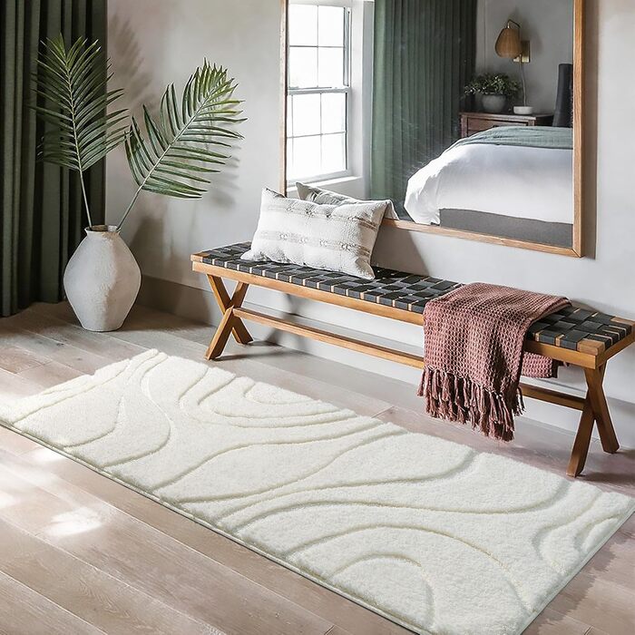 Килимок для ванної кімнати DEXDE, 61 x 183 см, надзвичайно довгий, нековзний, можна прати в пральній машині, килимки для ванної, килим, кремово-білий, м&39які килимки для підлоги, ванни та душу, аксесуари для домашнього декору 61 x 183 см (прямокутний) бі