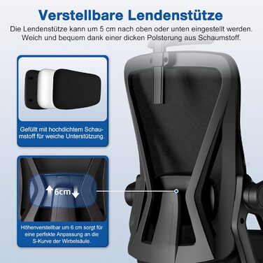 Офісне крісло, ергономічне офісне крісло з регульованим підголівником, підлокітниками та поперековою опорою, обертове робоче крісло з функцією гойдання до 135, крісло керівника, зручне для спини, вантажопідйомність 150 кг, чорний колір, модель I