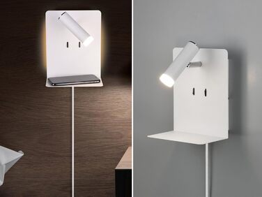Стільний настінний LED-світильник Trio Leuchten Element 222570231, матовий білий метал, 1 x 3 Вт, з USB-портом для зарядки