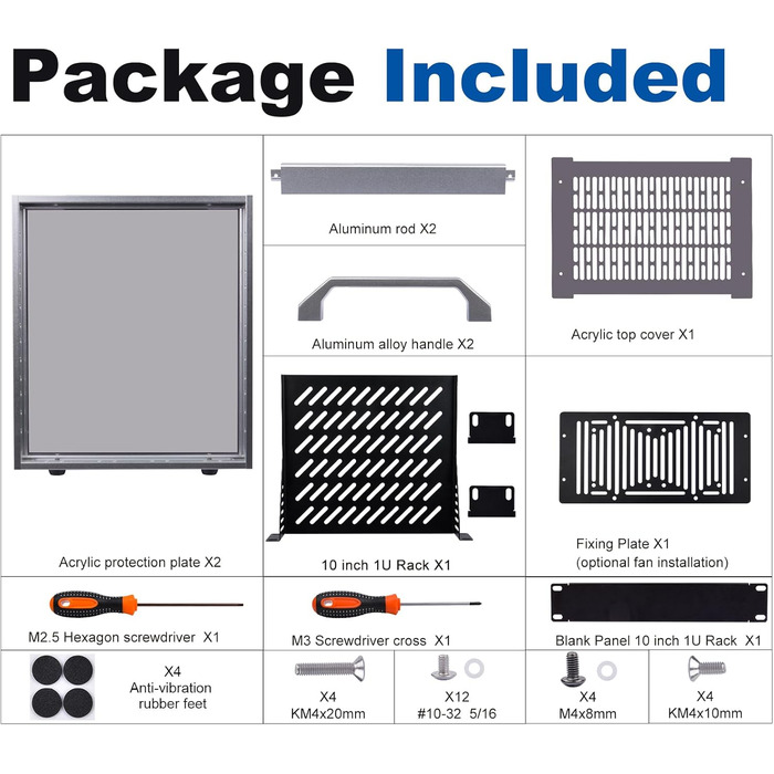 Мережева шафа GeeekPi 4U, 10-дюймова стійка для мережевого, серверного, аудіо- та відеообладнання, монтування в стійку DeskPi RackMate T0