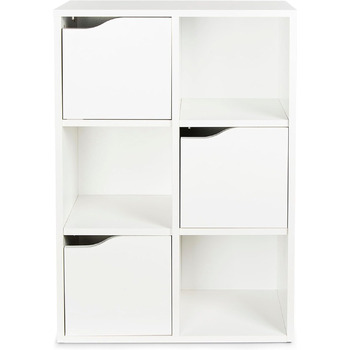 Книжкова шафа, Дитяча полиця, Полиця для іграшок, Дитяча гардеробна Біла книжкова шафа з 6 полицями, Рішення для зберігання Дитяча кімната, вітальня та офіс 59,5x29x89,5 см