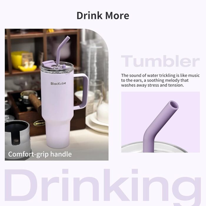 Пляшка для пиття Blackube 1200 мл з кришкою та соломинкою, чашка з кришкою та соломинкою, герметична, велика металева пляшка для п