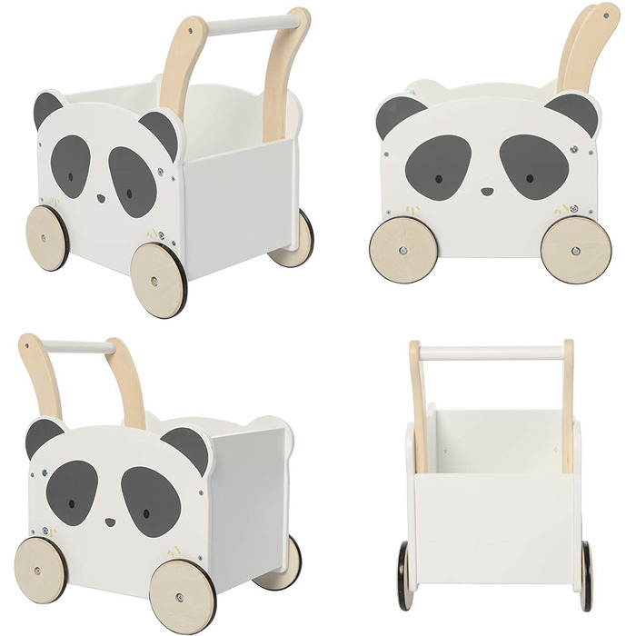 Дитячі ходунки Baby Walker Wood, дитячі ходунки Baby Panda з місцем для зберігання для 1-3 років, без прогулянок/ходунків/Іграшки для малюків/іграшки/іграшки/коляска/активні ходунки Біла панда