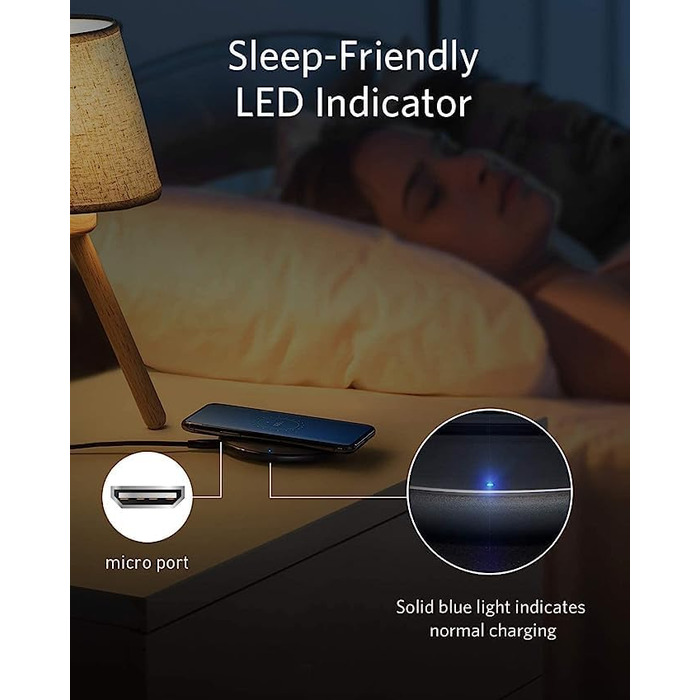 Бездротова зарядна панель Anker 313, сертифікована Qi 10 Вт Max для iPhone 15/15 Pro/15 Pro Max/14/13/12/11, AirPods (без адаптера