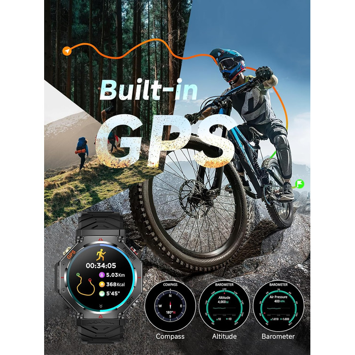 Смарт-годинник для чоловіків, військовий смарт-годинник 2026 року, спортивний годинник, фітнес-годинник 1,39 дюйма для Android та iOS, водонепроникний фітнес-трекер з функцією телефону/серцевий ритм/AI/ChatGPT/понад 100 спортивних режимів, класичний