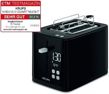 Тостер Krups KH641810 Smart'n Light тостер на дві скибочки цифровий дисплей 7 рівнів підсмажування знімний лоток для крихт зворотн