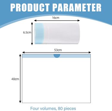 Туалетних пакетів, одноразові туалетні пакети, гігієнічні пакети, портативні пакети, одноразові сміттєві пакети для туалетних стільців, ідеально підходять для килимків для туалетних стільців, 80