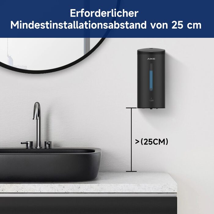Дозатор мила автоматичний настінний матовий чорний, 800 мл комерційний автоматичний дозатор рідкого мила настінний, 5 передач, рег