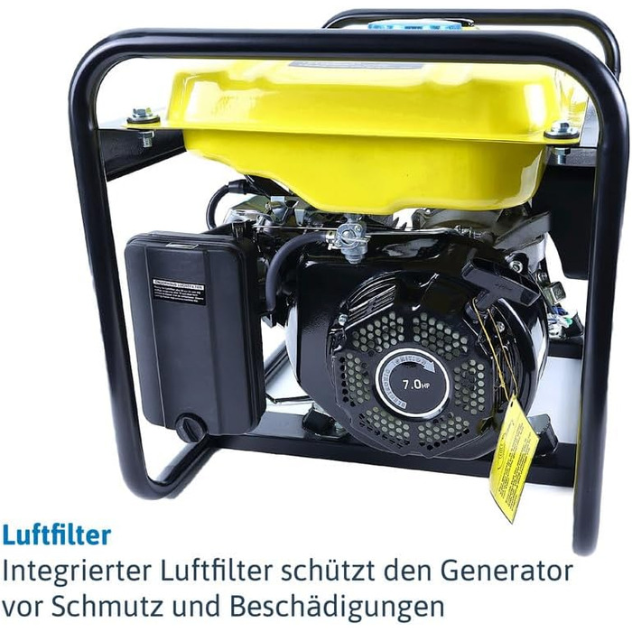 Тихий бензиновий генератор Dnges потужністю 2200 Вт, аварійний генератор з 2 розетками 230 В, час роботи 11 годин, бак 15 л для використання на свіжому повітрі, в кемпінгу, саду, для самостійних проектів з мобільного електропостачання.