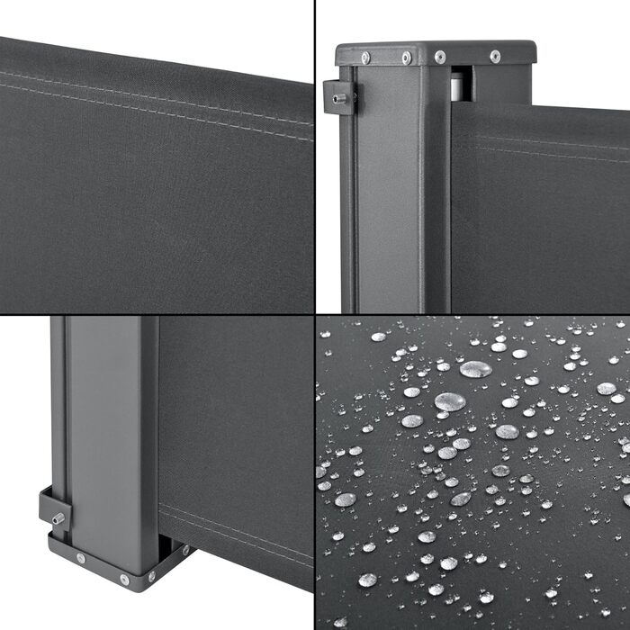 Розсувна бічна тентова перегородка pro.tec Mulhacn для балкону, 160 x 300 см, тентова перегородка для свердління, захист від вітру для тераси з металевим каркасом, сірий сірий 160 x 300 см