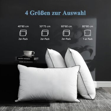 Пухова подушка 80x80 см () Розкішна подушка з пухом та пір&39ям, чохол зі 100 органічної бавовни, 3-камерна готельна подушка із середньою підтримкою, пір&39яна подушка 80 x 80 см () Біла