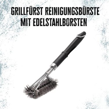 Щітка для гриля Grillfrst Premium зі щетиною з нержавіючої сталі та ручкою, що загвинчується, 45 см - щітка для чищення гриля, щіт